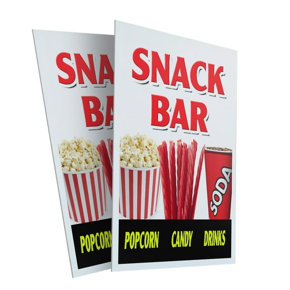Snack Bar (2-PACK) 24" x 36" Plastic Signs | Sign Insert 4mm Corrugated Plastic Signs Storefront Window Poster