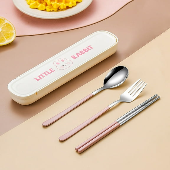 Snack Bowls 304 Stainless Steel Chopsticks Spoon Set Spoon Chopsticks Set Travel Dinnerware Three Piece Set