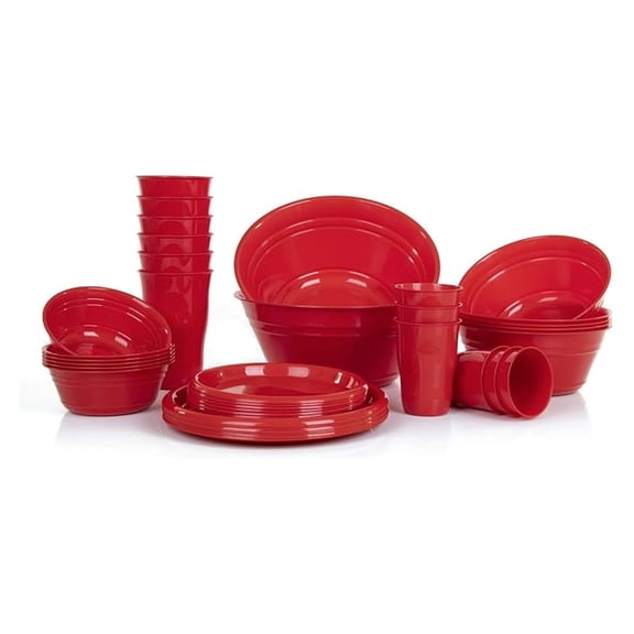 Snack Bowls Set 38 Piece - Mintra Home Party Bowls - Red Disposable Bowls - Reusable Plastic Bowls - 21oz, 11oz, 975ml, 1.8L, 4L Bowls - Microwave & Dishwasher Safe