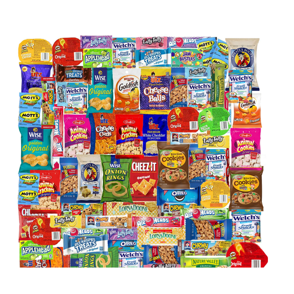 Snack Box Care Package Variety Pack (90 Count) Ultimate Sampler Mixed Bulk Bars Cookies Chips Candy Snacks Variety Box Pack Office Schools