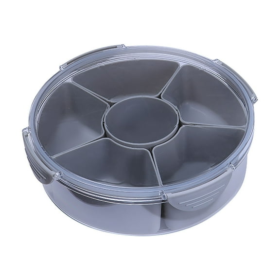 Snack Box Container, Divided Serving Tray with Lid and Handle, 6 Compartment Snack Box Container, Snack Tray Perfect for Snacks, Veggie, Fruit and Charcuterie