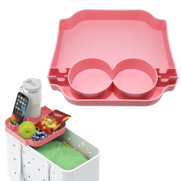 Snack Box Container, Portable Beach Bag Tray, Serving Organizer with Cup Holder, Reusable Snack Storage Tray for Picnics, Parties, Travel and Vacation Essentials