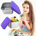 thumbnail image 1 of Snack Box Leakproof Small Containers With Silicone Lids Stackable Snack Pots For Kids Stainless Snack Containers Lunch Box For Kids School/ Children'S Stainless Steel Square Snack Cup With Lid Purple, 1 of 9