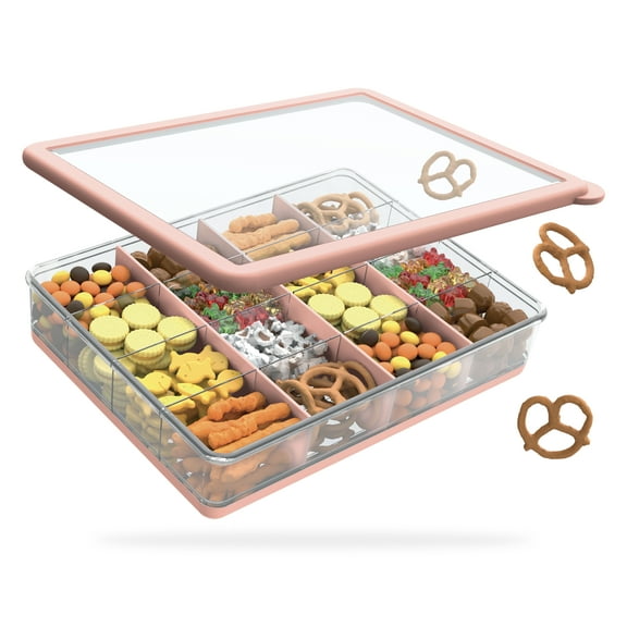 COOK WITH COLOR Snack Box, 16-Compartment Lunch Box & Food Storage Container, Dark Pink