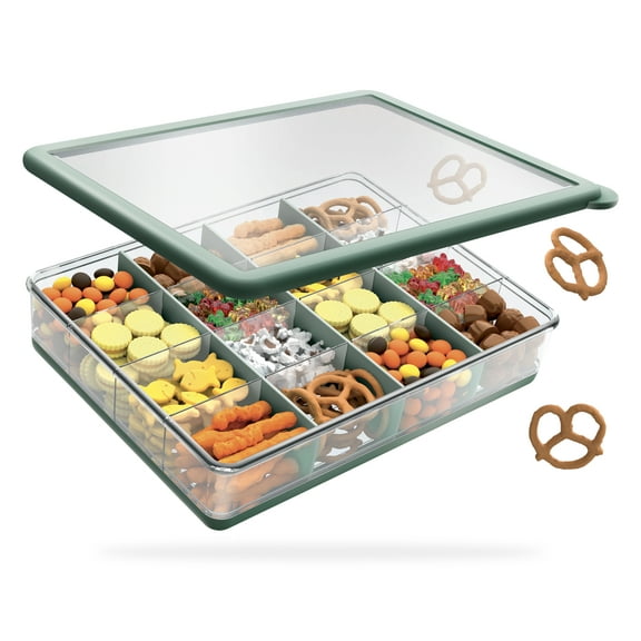 COOK WITH COLOR Snack Box, 16-Compartment Lunch Box & Food Storage Container, Green