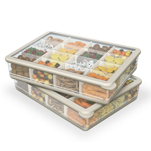 COOK WITH COLOR Snack Box, 16-Compartment Lunch Box & Food Storage Container, White, 2-pack