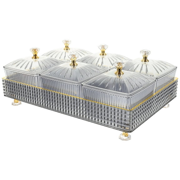 Snack Compartment Platter Nut Trays with Dividers and Lid Dessert Plates Grey