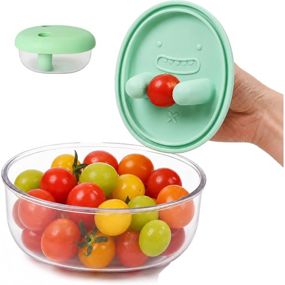 Snack Container with Finger Lid, No-Mess Silicone Snack Box, 2-in-1 Dual Compartment Series, Reusable Leak-Proof Food Grade Silicone, Office Travel Camping, Blue, 1PC,Green