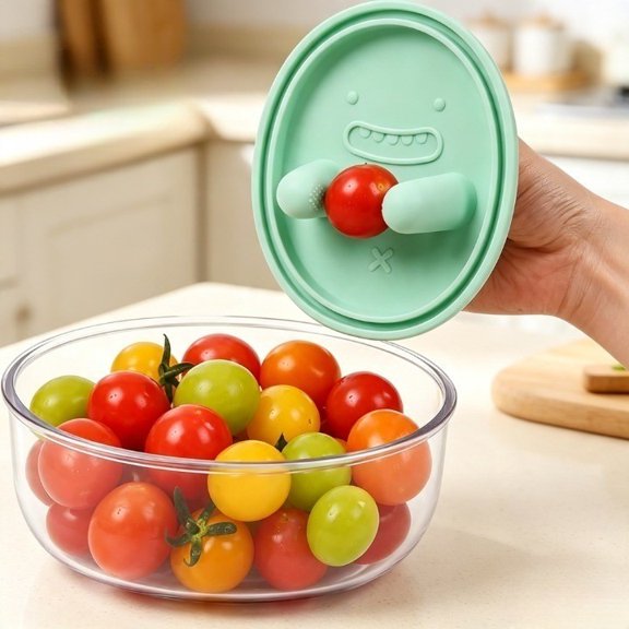 Snack Container With Finger Lid, 2-In-1 Reusable Silicone Snack Box, Leak-Proof No-Mess Food Storage Container For Travel Office Camping,Green