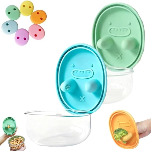 Snack Container with Silicone Finger Lid for Clean Eating, Food Storage Box