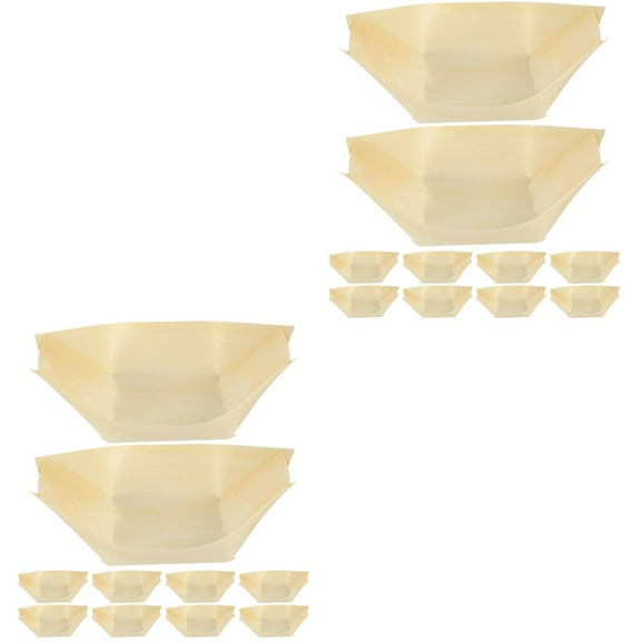Beaupretty Wooden Tableware Beige Snack Containers Biodegradable Disposable 100Pcs