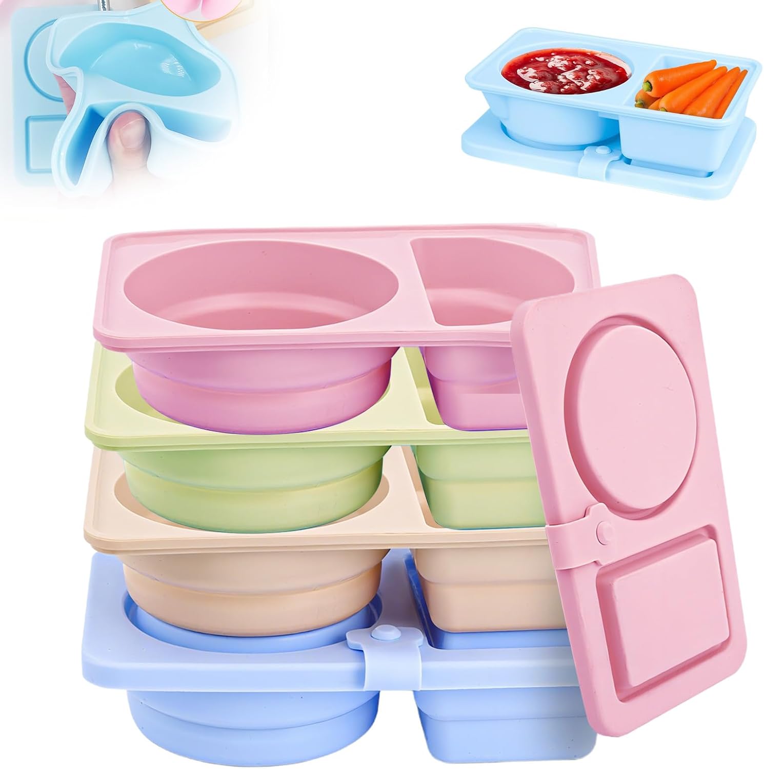 Snack Containers for Kids/Kids Snack Container with Lids,Silicone ...