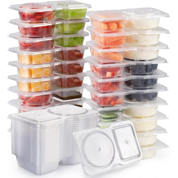 Snack Containers with Lids 20Pcs,Snackle Box Container Portion Control,Double Compartment Snack Containers for On-the-Go Meals and Camping
