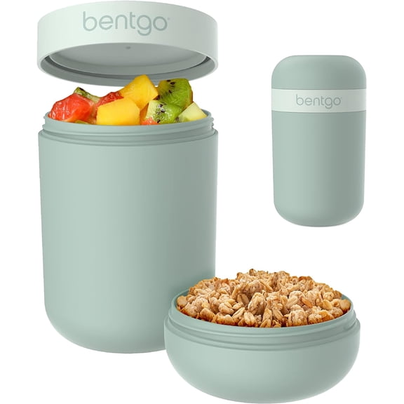 Snack Cup - Reusable Snack Container with Leak-Proof Design, Toppings Compartment, and Dual-Sealing Lid, Portable & Lightweight for Work, Travel, Gym - Dishwasher Safe (Mint Green)