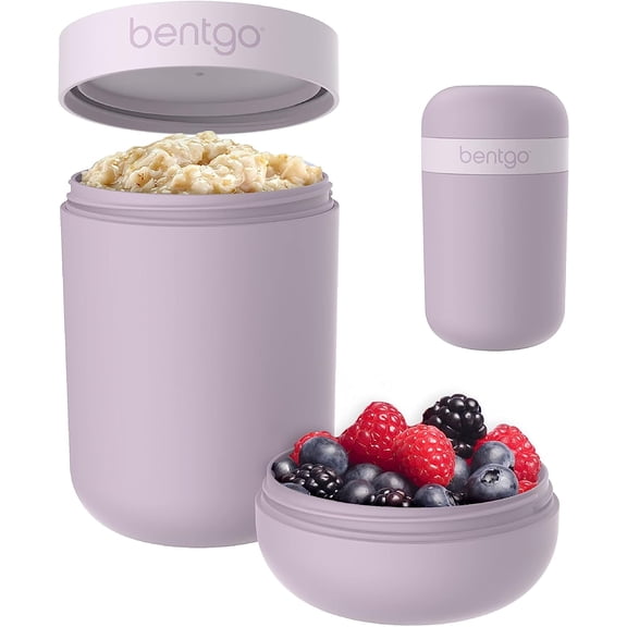 Snack Cup - Reusable Snack Container with Leak-Proof Design, Toppings Compartment, and Dual-Sealing Lid, Portable & Lightweight for Work, Travel, Gym - Dishwasher Safe (Orchid)