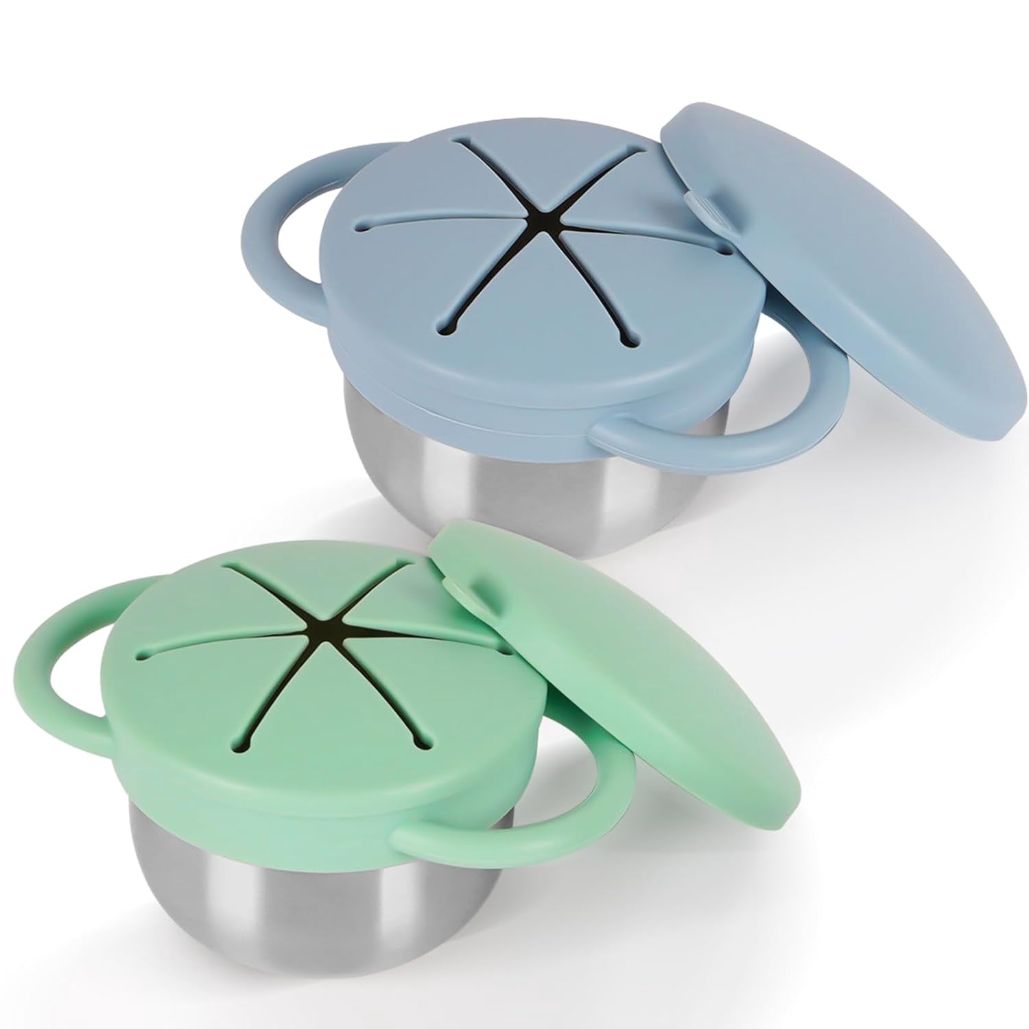 Snack Cups for Toddlers Spill Proof,3-in-1Detachable Stainless Steel ...