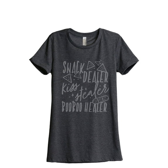 Snack Dealer Kiss Stealer Booboo Healer Women's Fashion Relaxed T-Shirt Tee Charcoal Grey Large