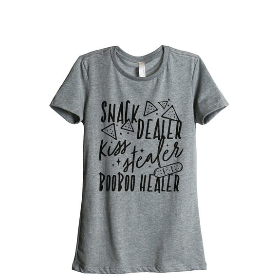 Snack Dealer Kiss Stealer Booboo Healer Women's Fashion Relaxed T-Shirt Tee Heather Grey Medium