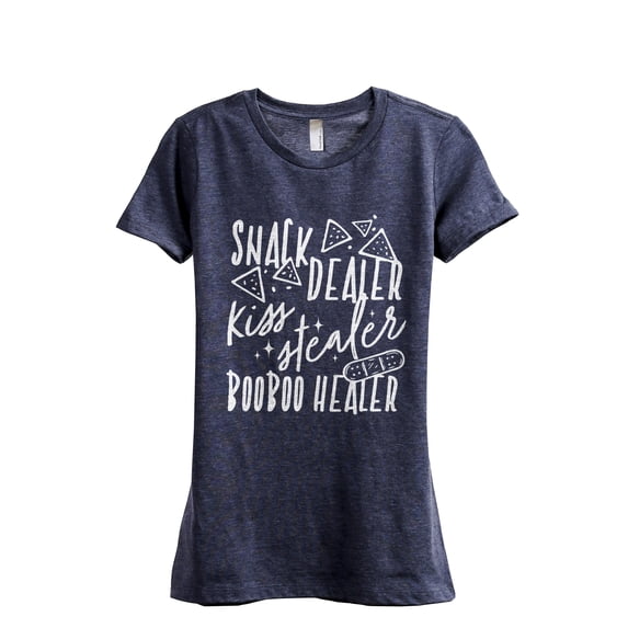 Snack Dealer Kiss Stealer Booboo Healer Women's Fashion Relaxed T-Shirt Tee Heather Navy Large