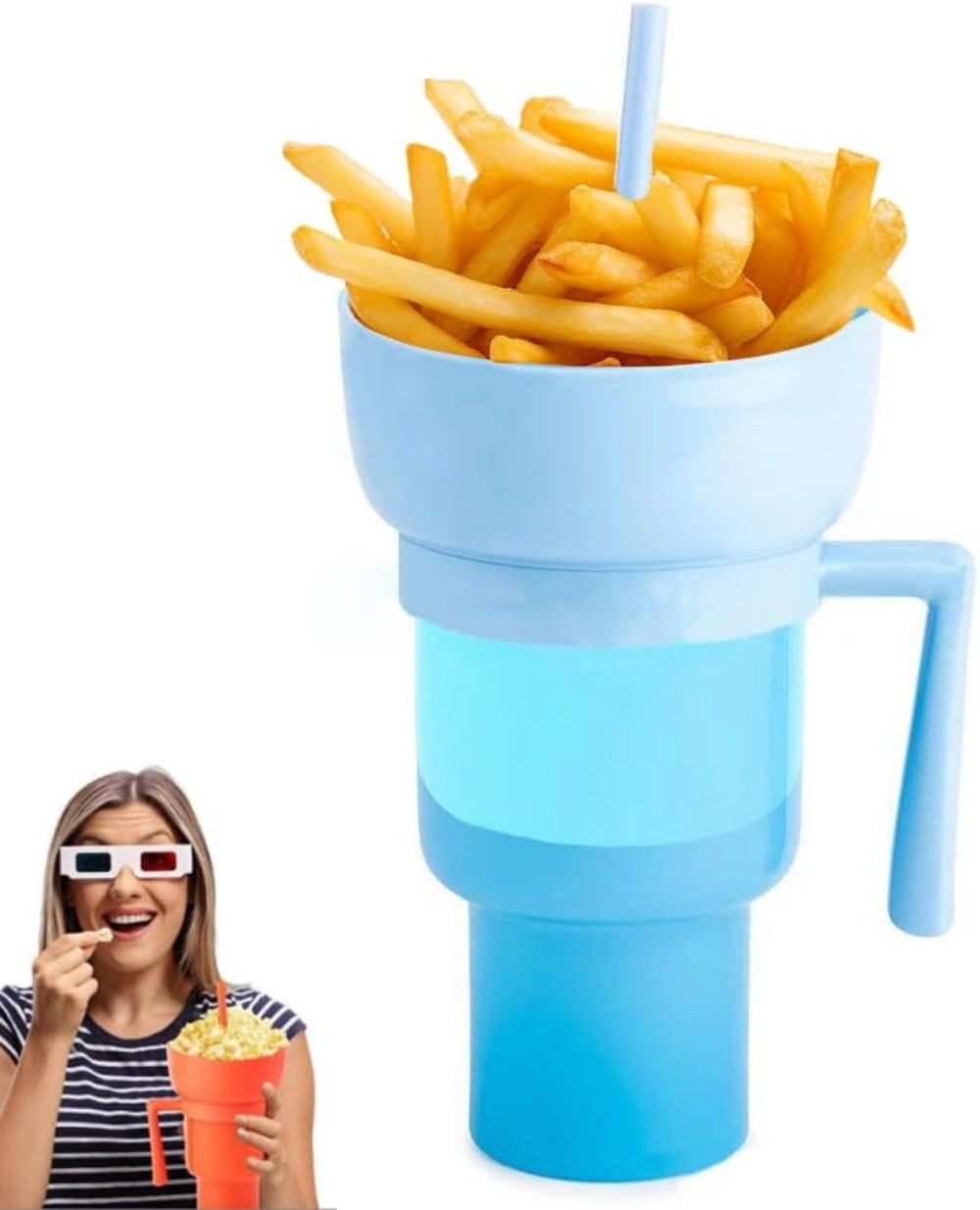 Plastic 2 in 1 Popcorn Drinking Cup for Snacks and Appetizers Stadium Drink  Cups Bowl Holder
