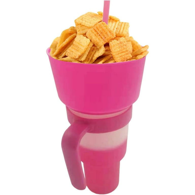 Snack and Drink Cup, Cup Bowl Combo with Straw, Stadium Tumbler-32oz Color  Changing Stadium Cups for Cinema, Snack Cups with Top Bowl for Popcorn