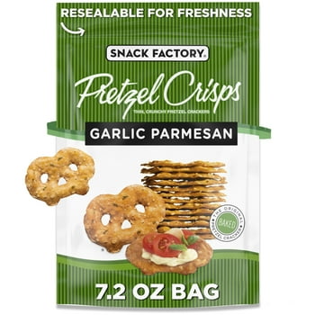 Snack Factory Garlic Parmesan Pretzel Crisps, 7.2 oz Resealable Bag