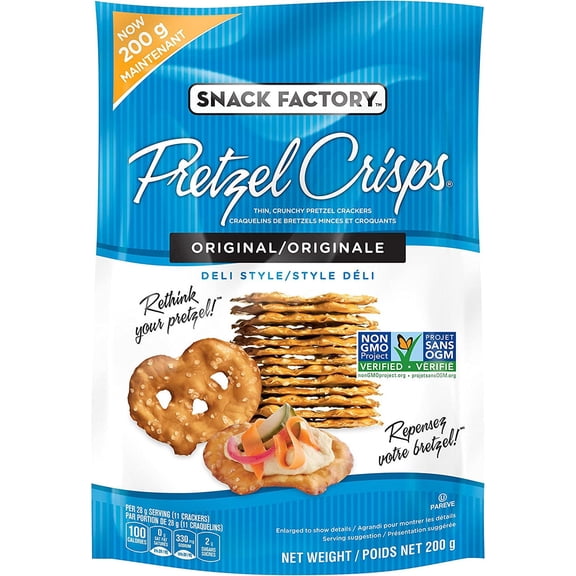 Snack Factory Original Pretzel Crisps, Deli Style Party Snack - 200g/7 oz
