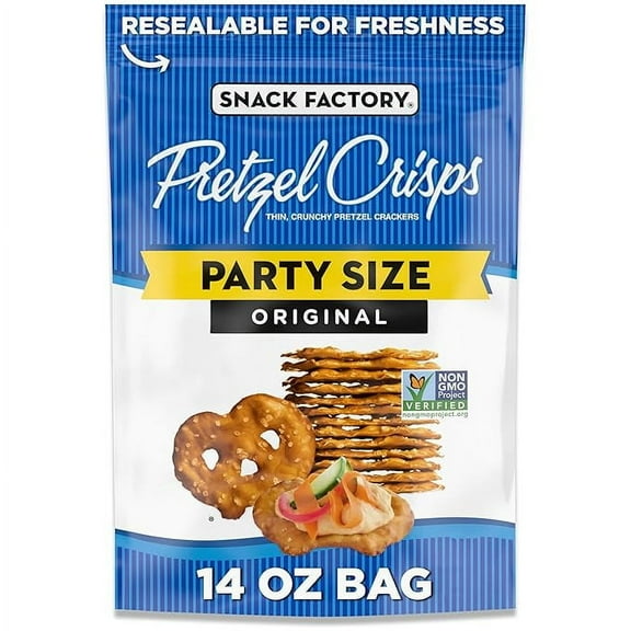 Pack Of 2 Snack Factory Original Pretzel Crisps - Party Size, 14 oz (Package May Vary)