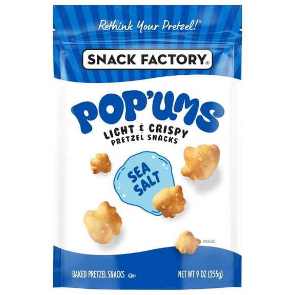 Pack Of 2 Snack Factory Pop'ums Baked Pretzel Snacks - Sea Salt - 9 oz (Packaging May Vary)