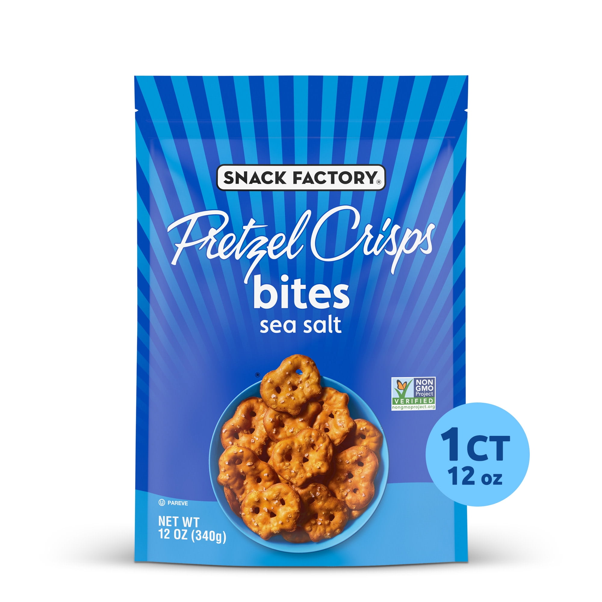 Snack Factory Pretzel Crisps Bites, Sea Salt Pretzels, 12 oz