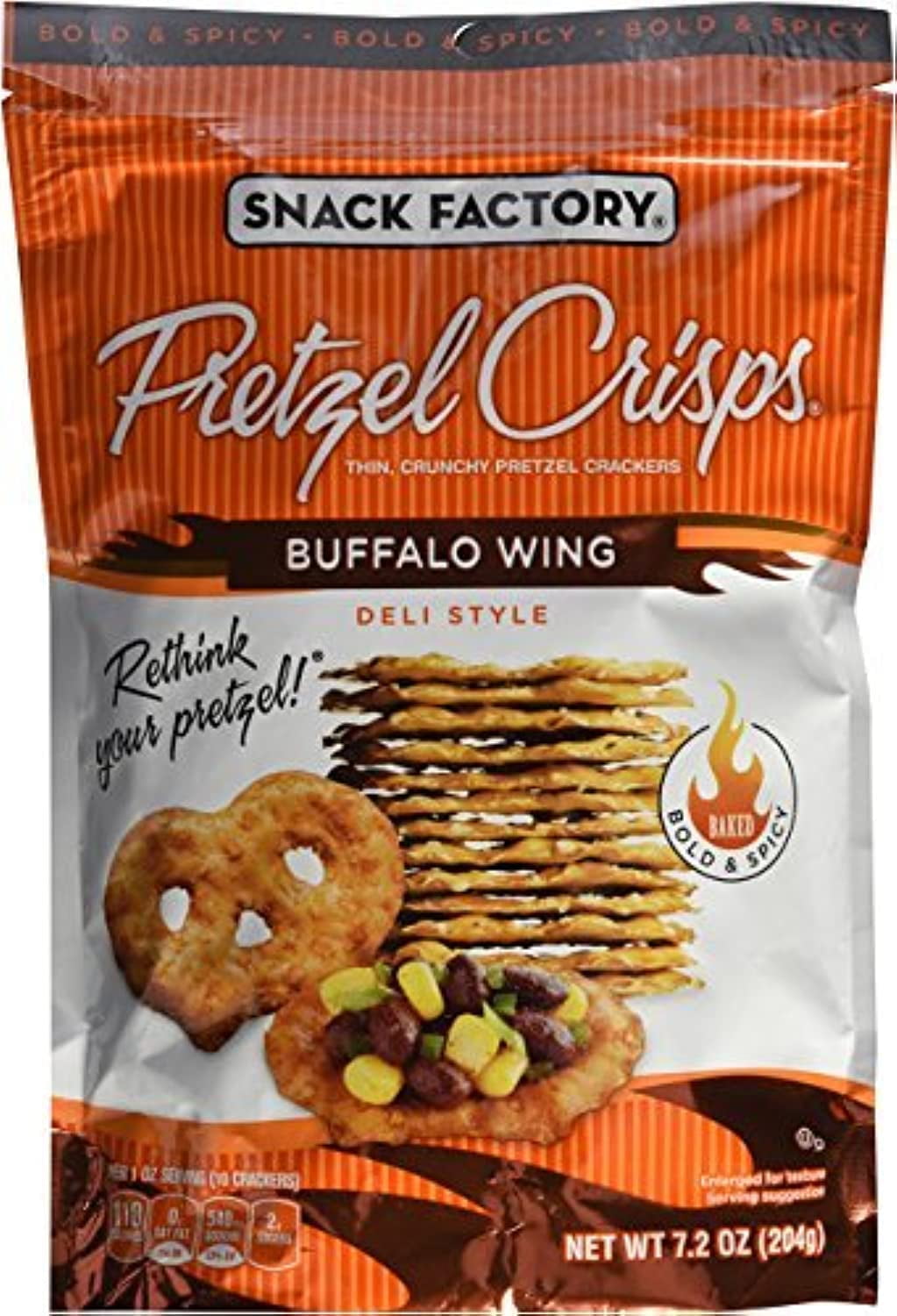 Snack Factory, Pretzel Crisps, Buffalo Wing, 7.2Oz Pouch (Pack Of 4) By Pretzel Crisps