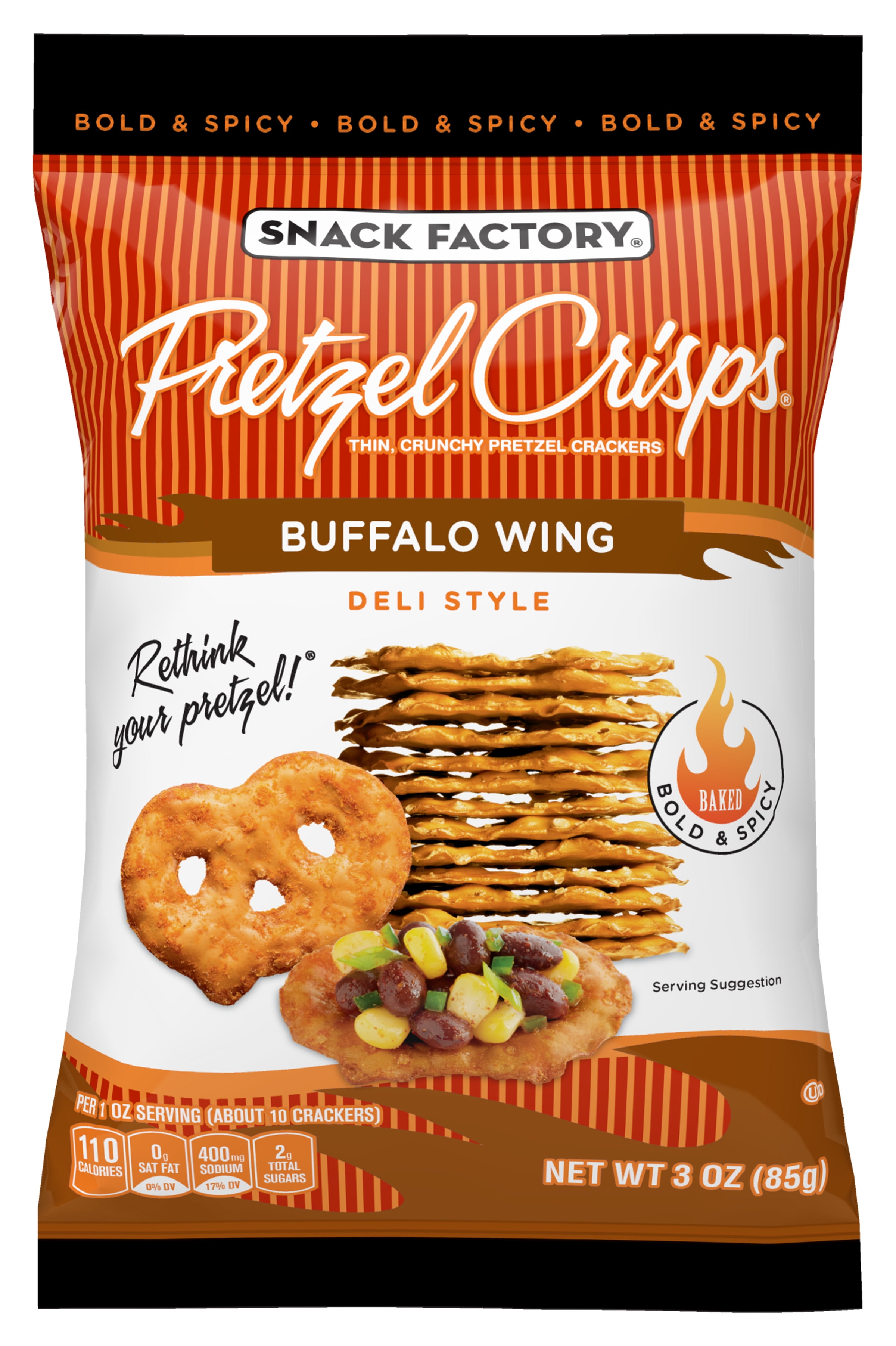 Snack Factory Pretzel Crisps Buffalo Wing On-the-Go Bag, 3 Oz