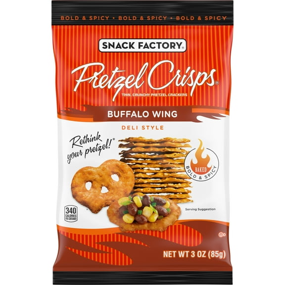 Snack Factory Pretzel Crisps, Buffalo Wing, On-the-Go Bag, 3 oz