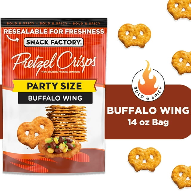 Snack Factory Pretzel Crisps, Buffalo Wing, Party Size 14 oz