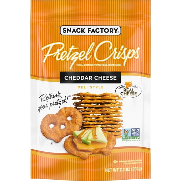 Snack Factory Pretzel Crisps, Cheddar Cheese, 7.2 oz