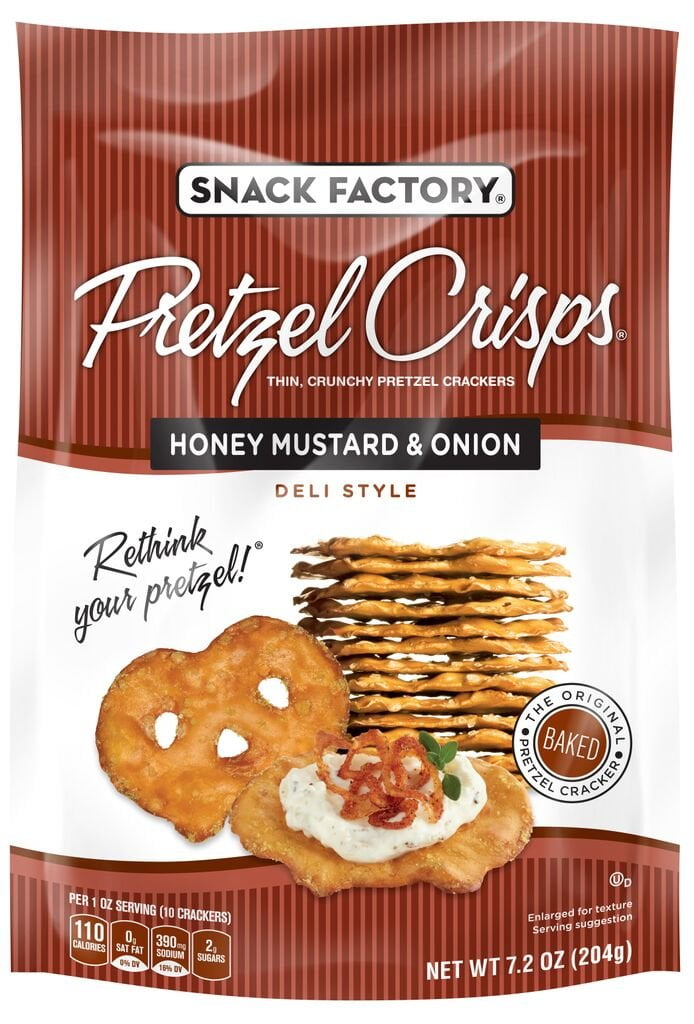 Snack Factory Pretzel Crisps Deli Style Honey Mustard & Onion -- 7.2 oz Pack of 3