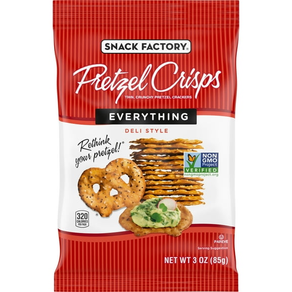 Snack Factory Pretzel Crisps, Everything, 3 oz