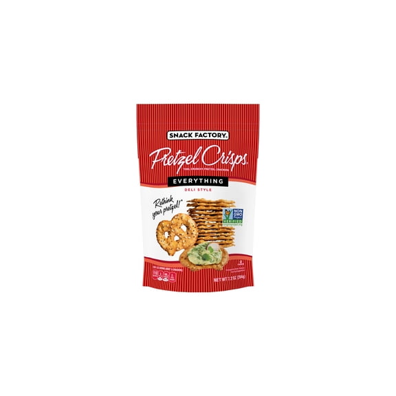 Snack Factory Pretzel Crisps, Everything, 7.2 Oz Bag (Pack of 18)