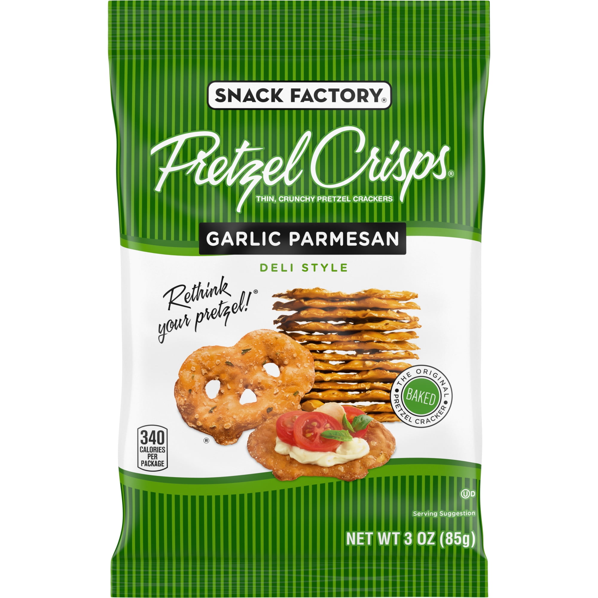 Snack Factory Pretzel Crisps, Garlic Parmesan, on-the-Go Bag, 3 oz