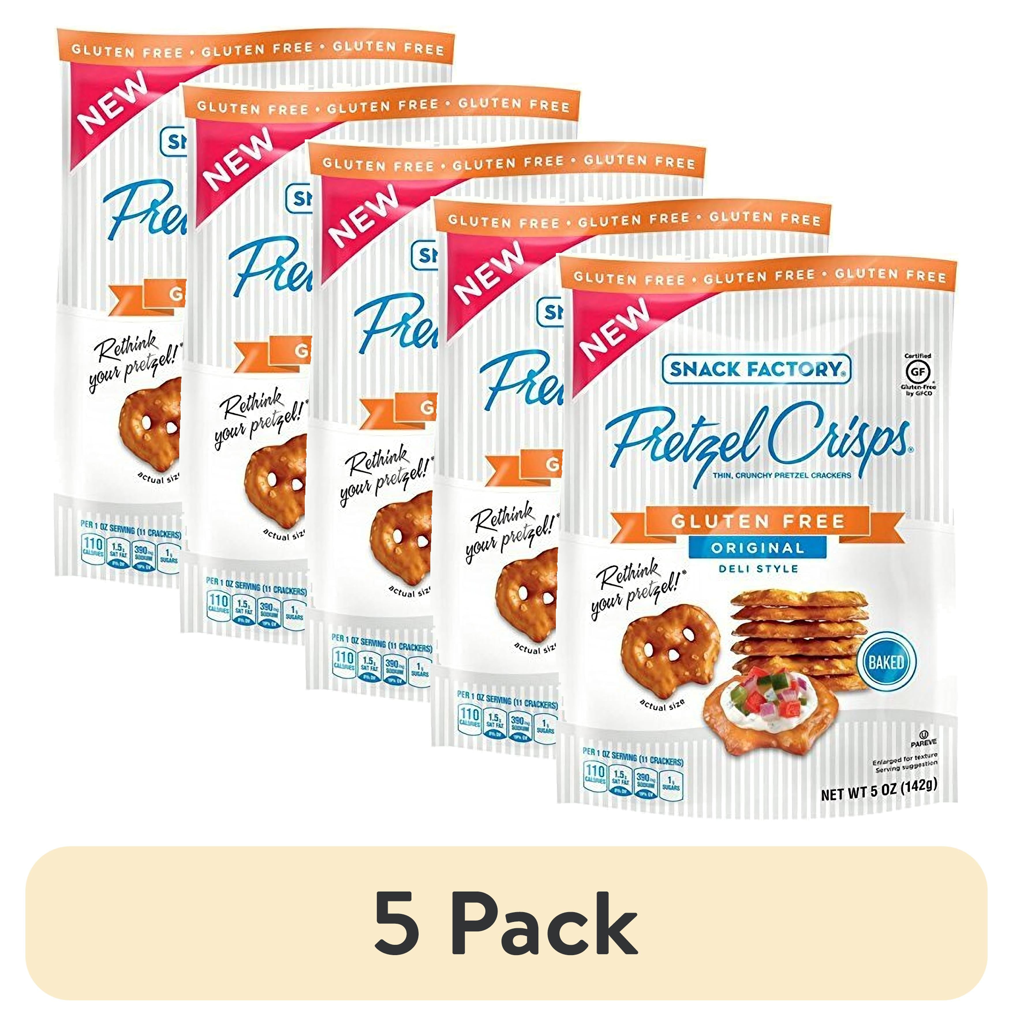 (5 pack) Snack Factory Pretzel Crisps, Gluten Free Original, 5 Ounce
