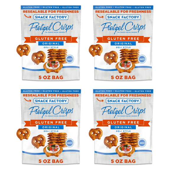 Snack Factory Pretzel Crisps, Gluten Free Original, 5 Oz (Pack of 4)