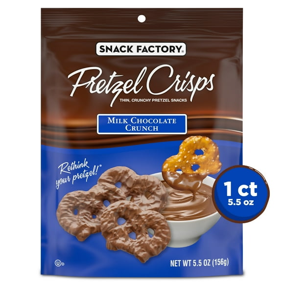 Snack Factory Pretzel Crisps, Milk Chocolate Covered Pretzels, 5.5 oz
