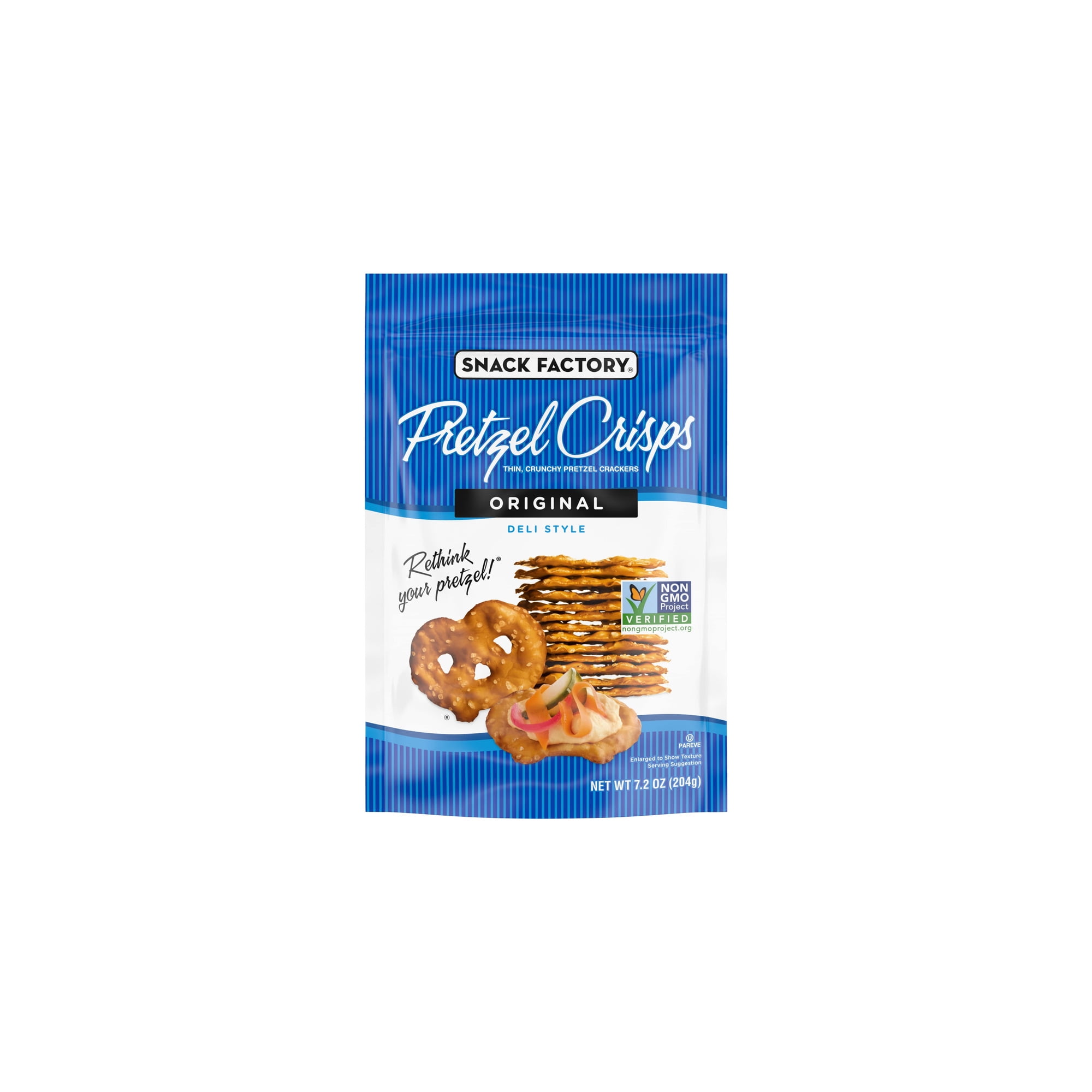 Snack Factory Pretzel Crisps, Original Flavor, 7.2 Oz Bag (Pack of 3)