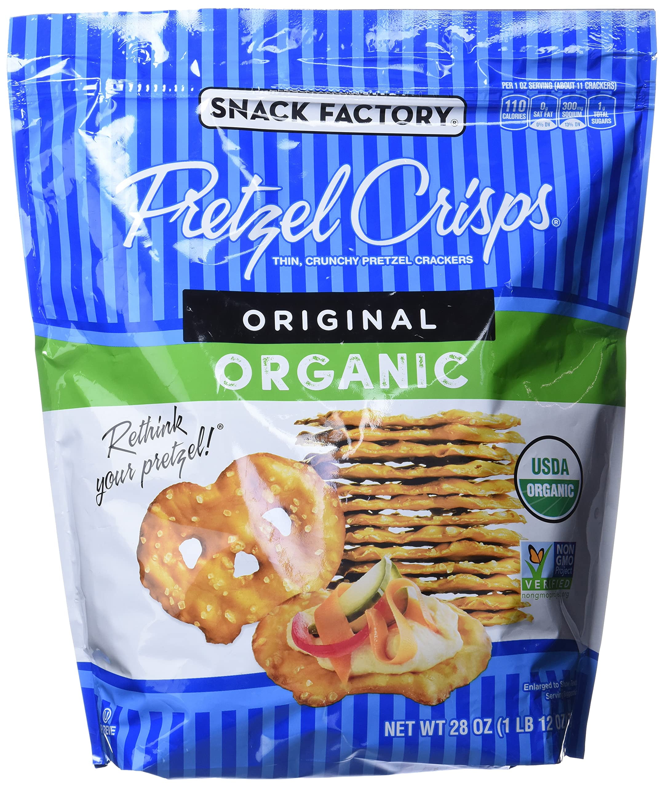 Snack Factory Pretzel Crisps, Original Organic, 28 Oz Bag