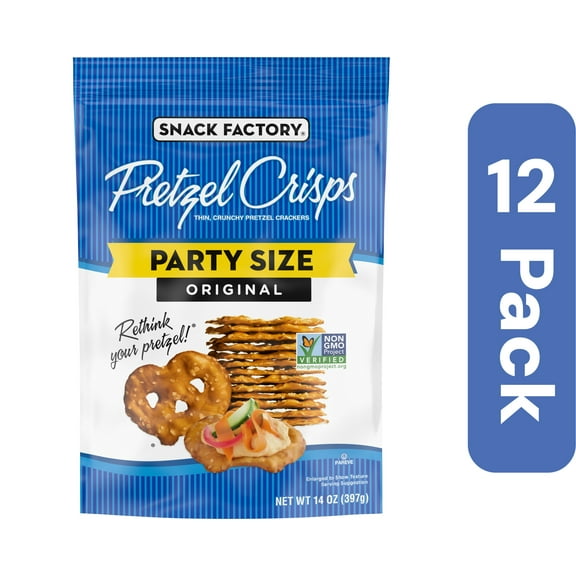 Snack Factory Pretzel Crisps Original Party 14 oz (Pack of 12)