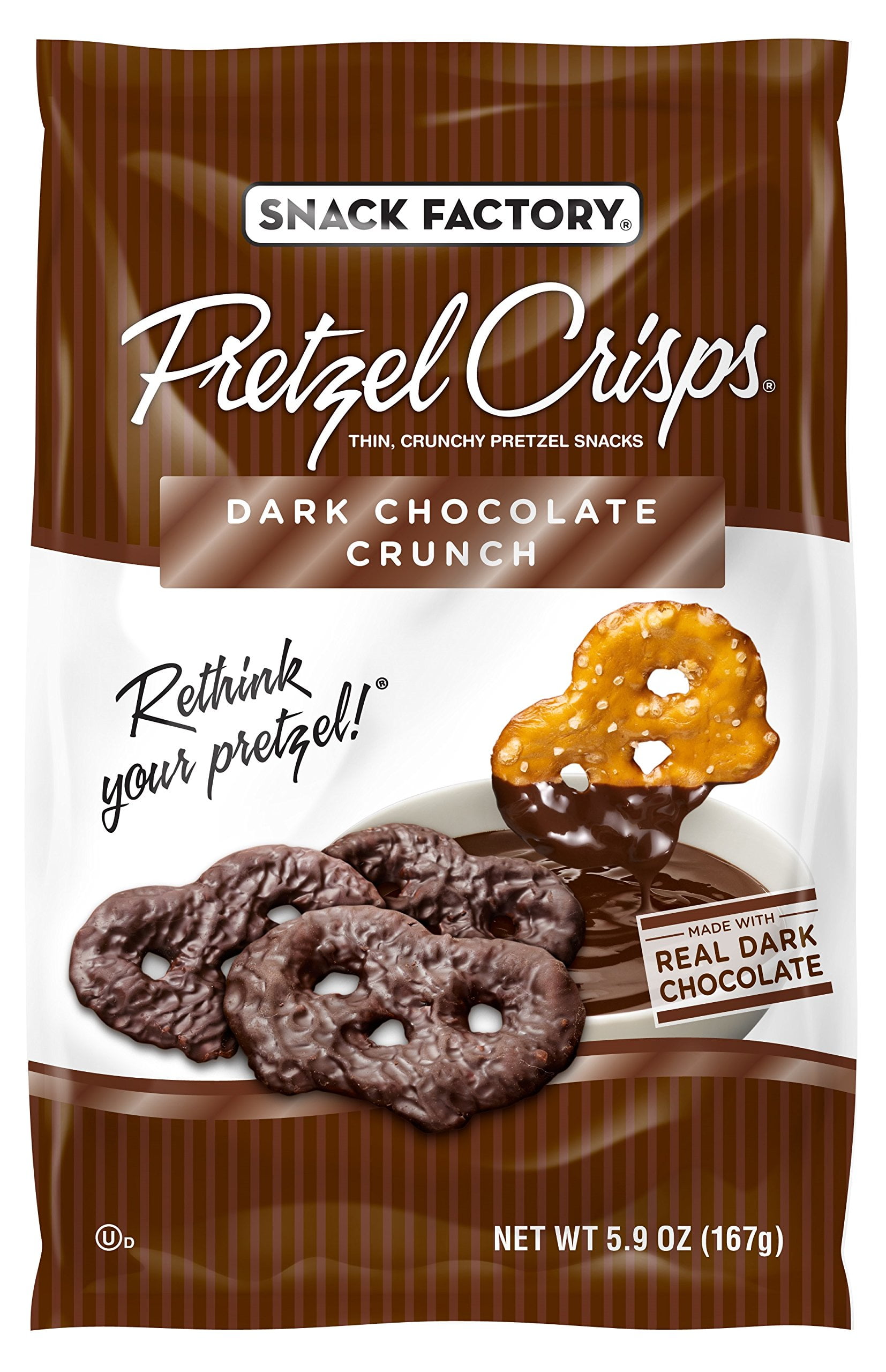 Snack Factory Pretzel Crisps SE33 Dark Chocolate Covered Pretzels 5.5