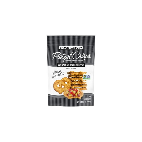 Snack Factory Pretzel Crisps Sea Salt & Cracked Pepper, 7.2 Oz Bag (Pack of 10)