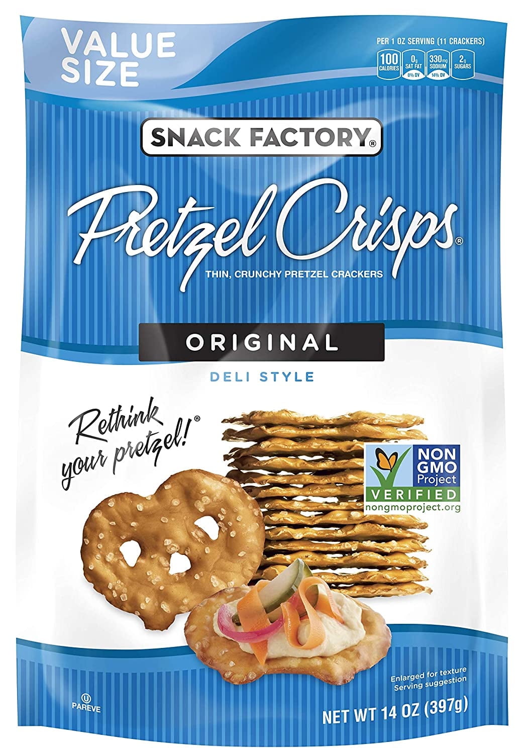 Snack Factory Pretzel Crisps Value Size Original -- 14 oz Pack of 2