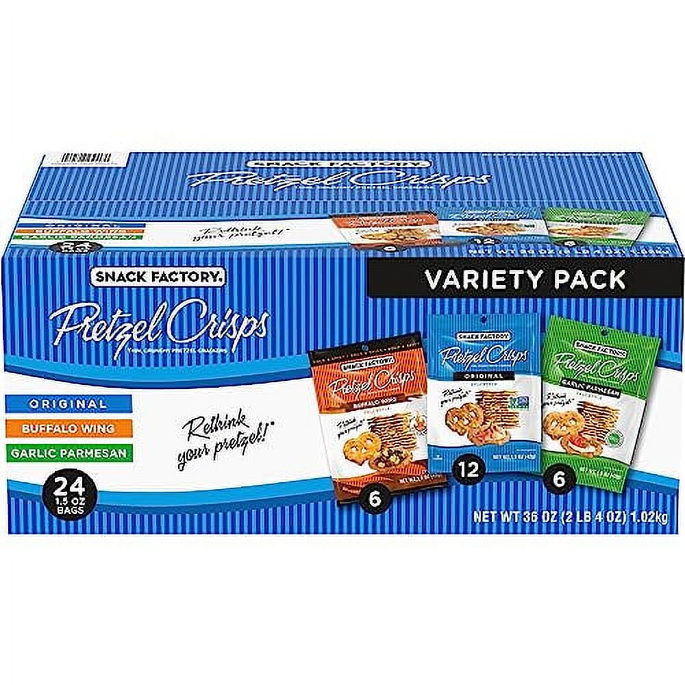 Snack Factory Pretzel Crisps Variety Pack, Individual 1.5 Ounce (Pack of 24)