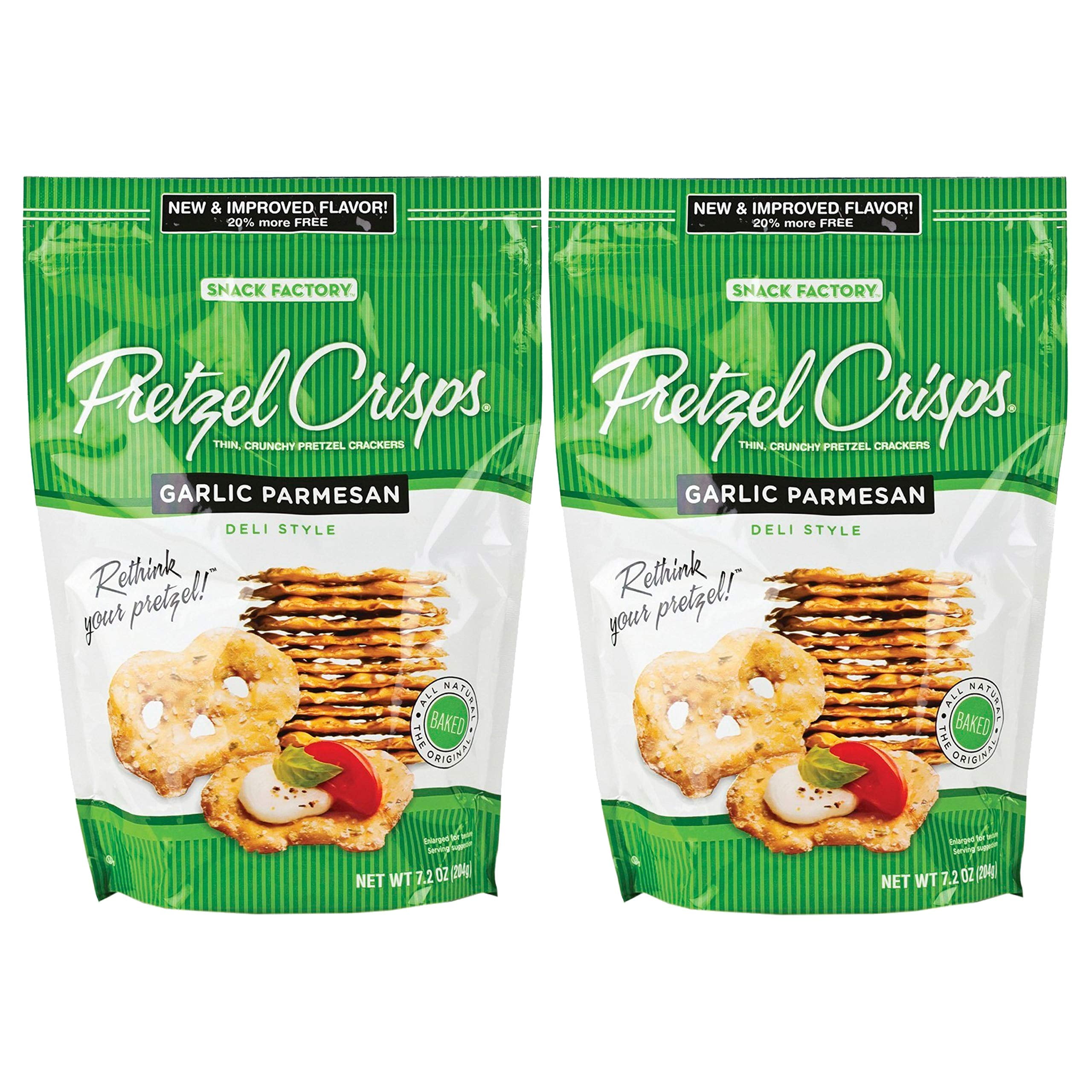 Snack Factory Pretzel Crisps, YPF5Garlic Parmesan, 7.2 Ounce (2 pack)